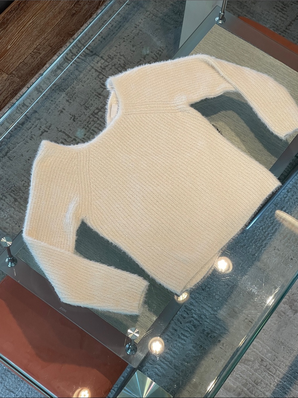 Pink Rose Cream Fuzzy Crewneck Sweater